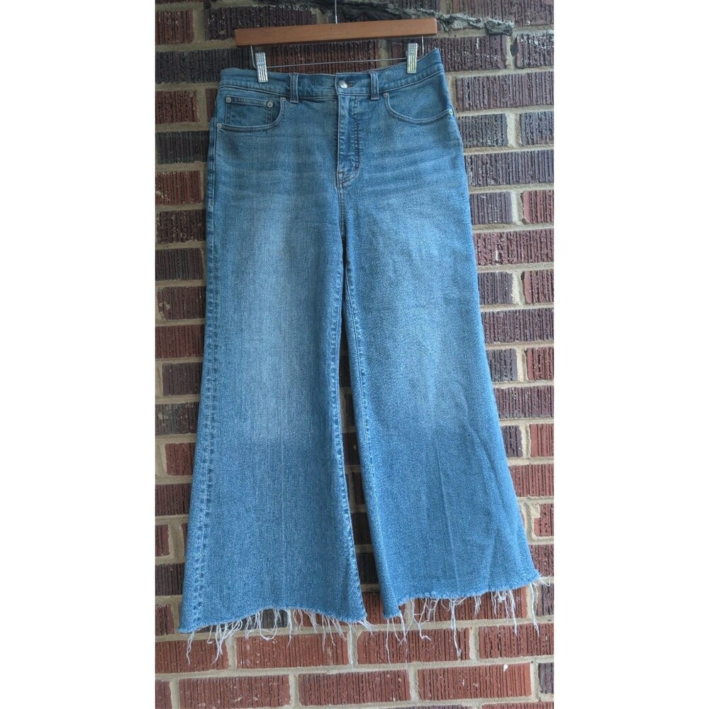 Madewell Flared Wide Leg Denim Jeans- Womens Size 29- Med Wash Raw Hem High Rise